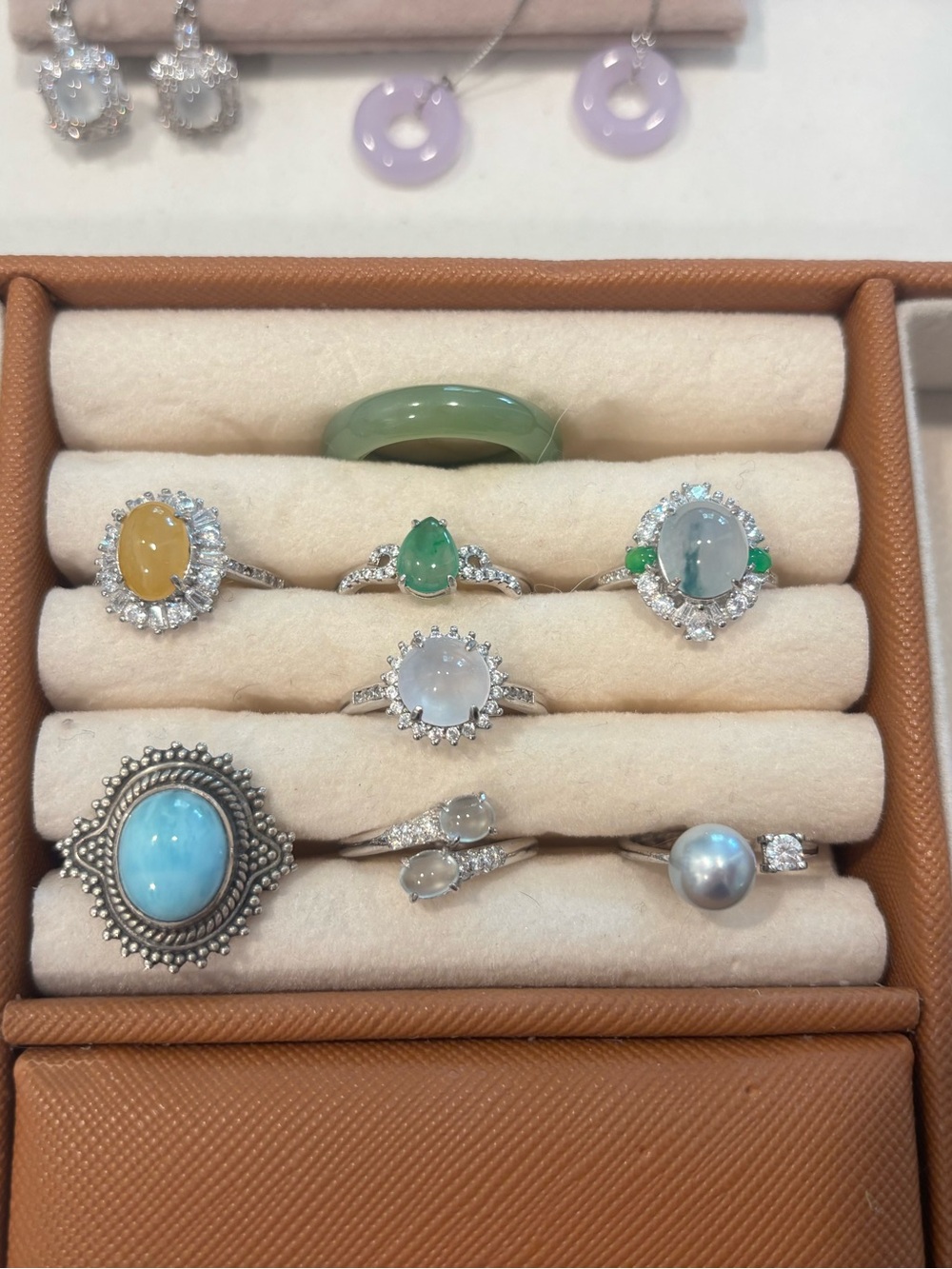 Sterling Silver Mixed Gemstone Ring Set in Blue, Green, Yellow